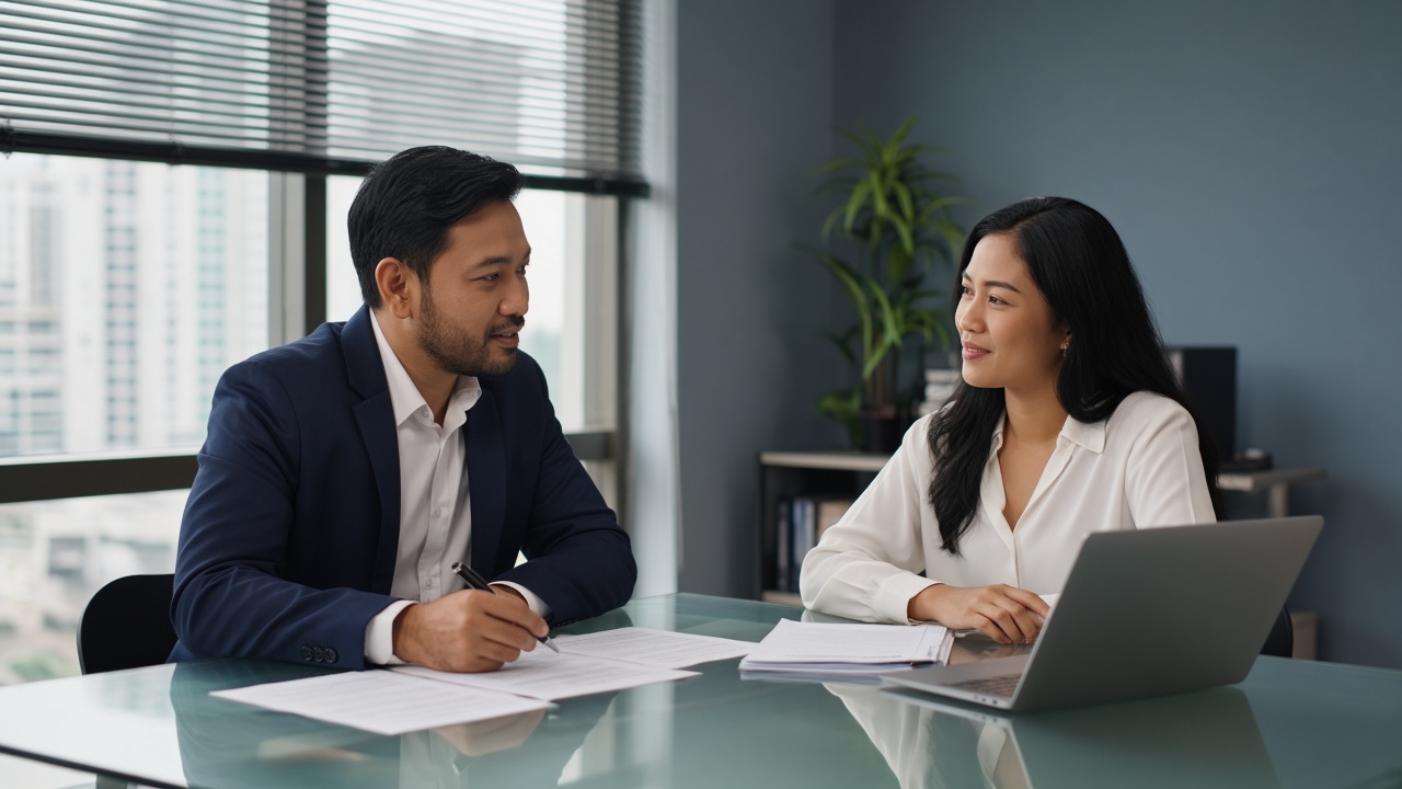 Hiring managers reviewing candidates in a modern office interview